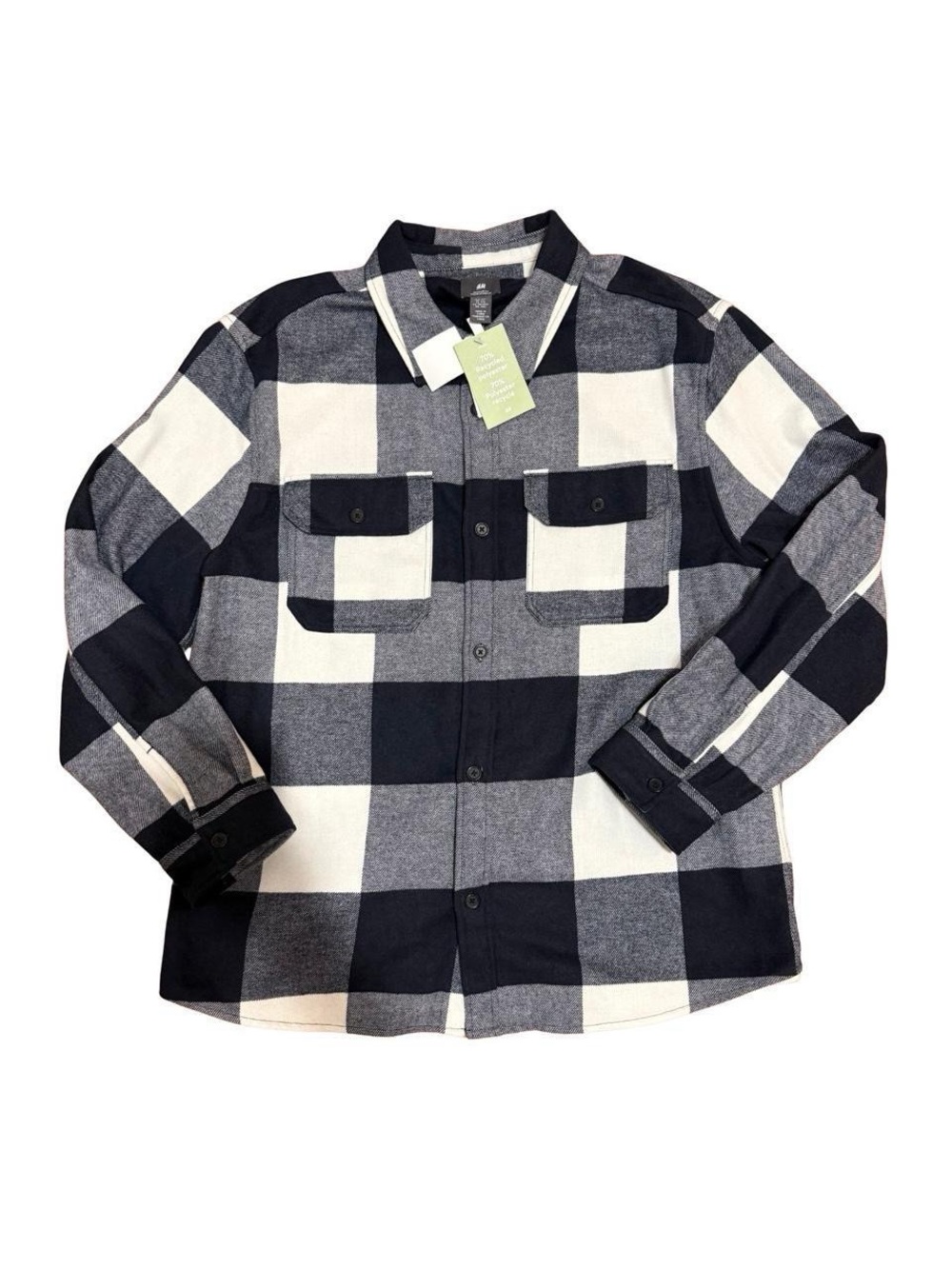 H&M Black and White Plaid Button-Down Shirt - Kids